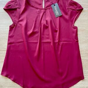Women's Burgundy Cap Sleeve Top, Size L